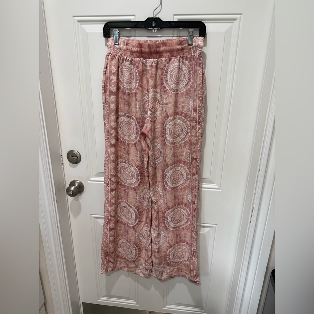 Lotus & Luna  Women's Pink Patterned Wide-Leg Pants